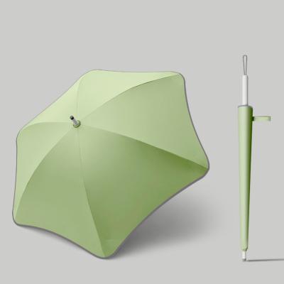 China high quantity multi-color printing straight umbrella with safety manual button for open for sale