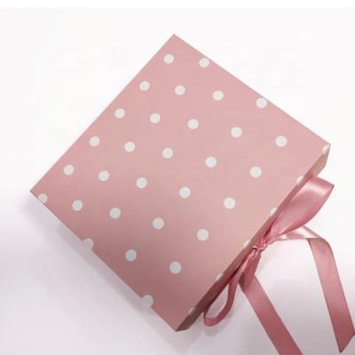 China Recyclable Custom Magnetic Lid Folding Cardboard Packaging Box With Ribbon Design Wedding Gift Box Cosmetics Wig Box for sale