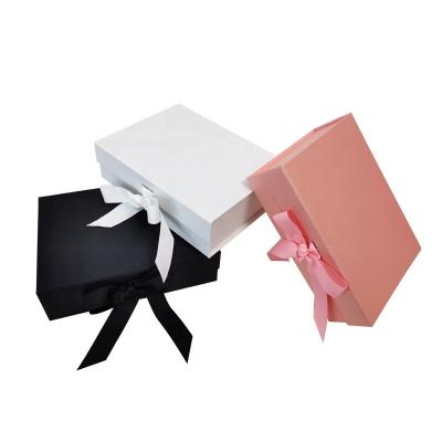 China Recycled Materials Factory Customized Foldable Magnetic Buckle Gift Box With Ribbon Essential Oil Gift Packaging Box Large Wedding Box for sale