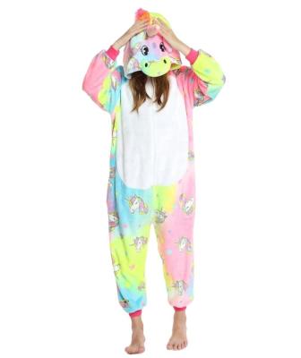 China Wholesale Anime Funny QUICK DRY Animal Costume Pajamas Plush Flannel Rainbow Adult Sleepwear MQ0992/992-A for sale