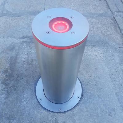 China 304 Stainless Steel Guard Bollard Lifting Column Hydraulic Blocker LED Road Rising Bollard Barrier 273 mm for sale