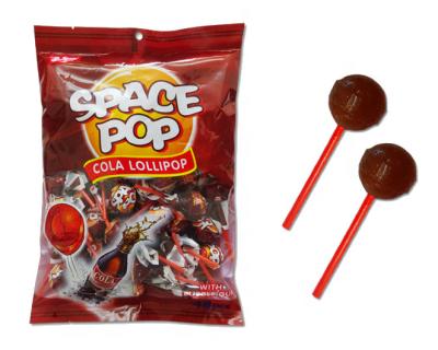 China Natural lollipop candy with bubble gum filled cola flavor lollipop candy for sale