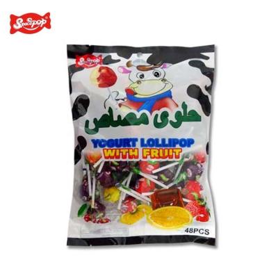 China Natural yogurt lollipop with fruit lollipop candy for sale