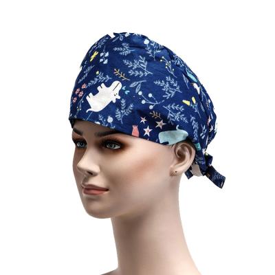 China Hospital Satin Embroidered Medical Scrub Hat Surgical Long Short Hair Vets Scrub Hat For Nurse Doctor for sale