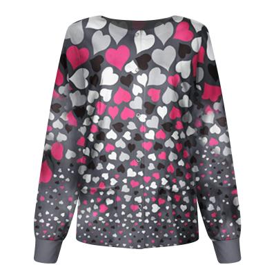 China New Design 2021 Winter Long Sleeve Soft Printed Scrub Medical Tops for sale