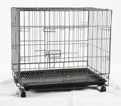 China Sustainable wire dog cage with wheel 61X42X52cm for sale