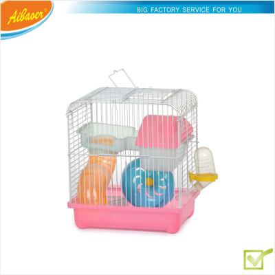 China Sustainable Hot Sale M007 Metal Hamster Mouse House Cage With Plastic Tray for sale