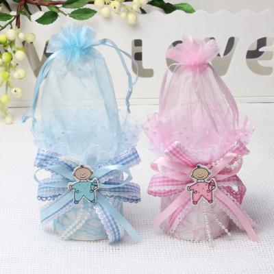 China 2023 baby shower candy box tote bag for party good packing DIY voucher pink and blue baby a little candy gift that sells well bag -1 for sale