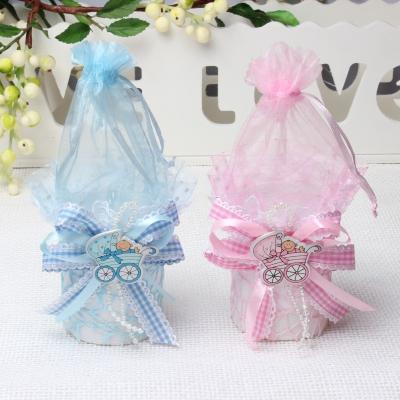 China baby shower candy box tote bag for good party packing DIY voucher pink and blue baby a little candy gift that sells well bag -1 for sale