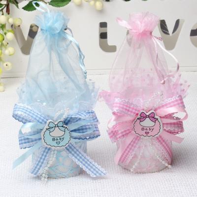 China 2023 baby shower candy box tote bag for party good packing DIY voucher pink and blue baby a little candy gift that sells well bag -2 for sale