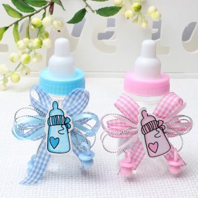 China New Cheap Baby Shower Refillable Mini Feeding Bottle Blue Pink Candy Gift Box With Ribbon Crystal Bear For Party Dec Bottle-1 for sale