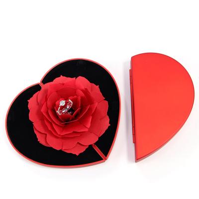 China Popular Jewelry Storage Display Customize Eternal Rose FlowerBox Half Round Fashion Rose Jewelry Gift Box Romantic Jewelry Box with Rose for sale