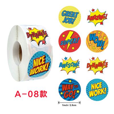 China Wholesale Waterproof Stain Can Customize Roll 500 A-8 Reward Toy Sticker Thank You Roll Children's Teacher Sticker for sale