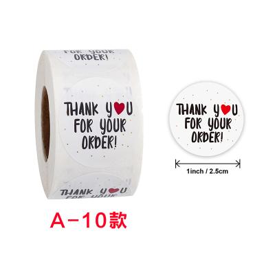 China Custom Wholesale Waterproof Roll Sealing Sticker Thank You Baking Crafts Wedding Decoration Sticker Self Adhesive Label A-010 for sale