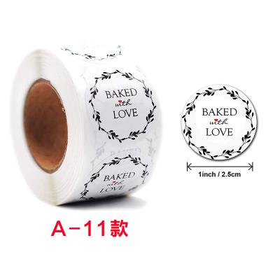 China Custom Wholesale Waterproof Roll Sealing Sticker Thank You Baking Crafts Wedding Decoration Sticker Self Adhesive Label A-011 for sale