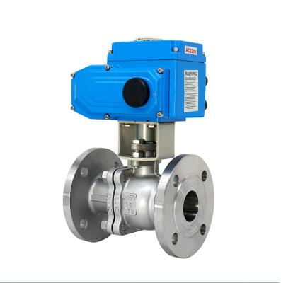 China General AC Trigger Water Flow Flange Rotary Control Float Electric Motorized Ball Valve DN25/32/50 24V 110V for sale