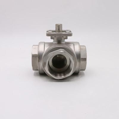 China General popular hot selling 304 316 stainless steel three way t type threaded ball valve with platform for sale