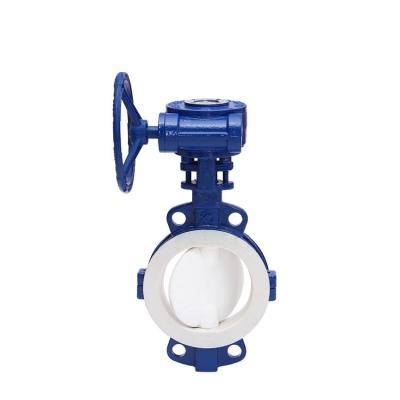 China General D371F46-16C Cast Steel Flanged Butterfly Valve Manual Turbine Wafer Jacketed Fluorine PTFE Butterfly Valve for sale