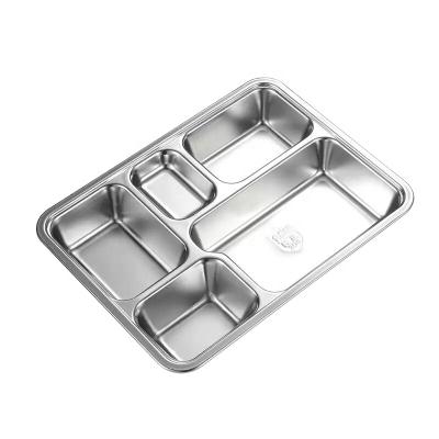 China School Canteen Sustainable Lunch Stainless Steel Food Grade Rectangular Fast Food Dish for sale