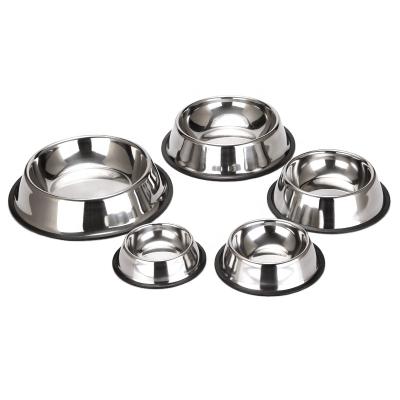 China Sustainable Stainless Steel Cat Dog With Rubber Base Non-Skid Pet Bowl for sale