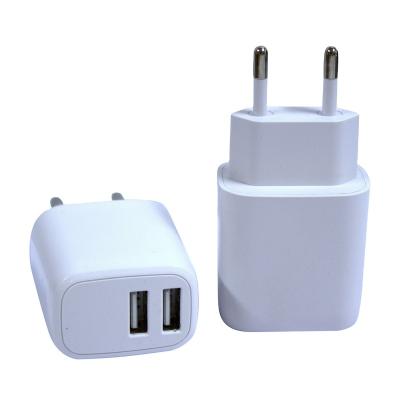 China Hot Selling EU Mobile Phone Dual USB Port Fast Charger 2A Universal Mobile Phone Portable Charger for sale