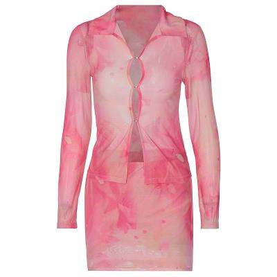 China Hot Selling Summer Anti-wrinkle Ice Silk Camouflage Skirt Suit Women's Sexy Skirt Suit for sale