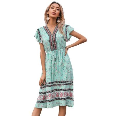 China Vestidos Boho Chic Anti-Static Floral Dress Summer Casual Bohemian Clothing Bohemian Dresses Women for sale