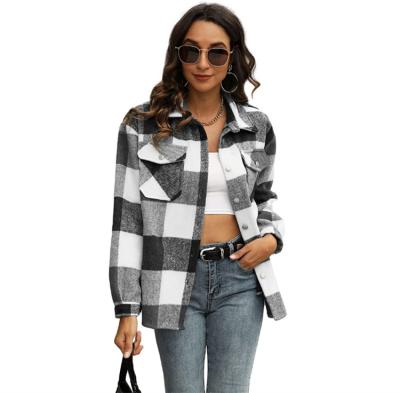 China High Waist Plaid Printed Style Good Quality Customized Sale Anti-pilling High Waist Long Sleeve Shirt for sale