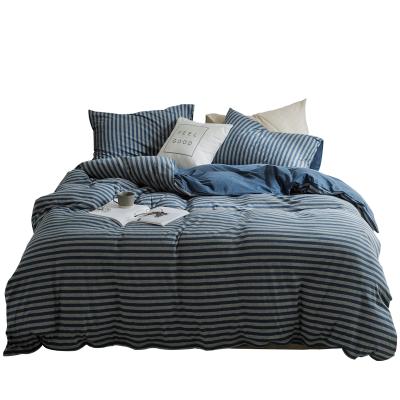 China Nondisposable Home Textiles Stripes 100% Cotton Knitted Fabric Luxury Bedding Sets for sale