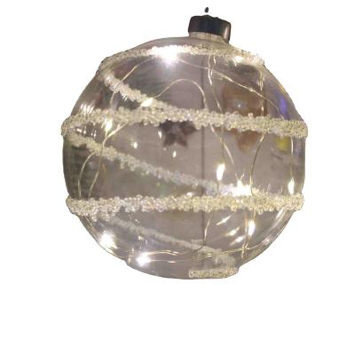 China Unlimited Wholesale High End Custom LOGO Christmas Glass Balls With LED String Light Inside Decorations Personalized Glass Ball Ornaments for sale