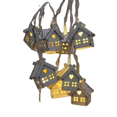 China Unlimited Wholesale Small Wooden House With LED String Lights Holiday Lighting Christmas Tree Decorations for sale