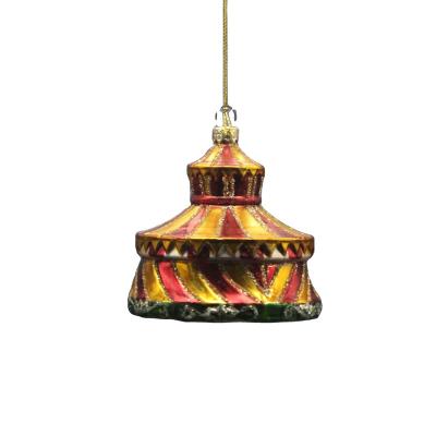 China Europe Custom Designed Yurt Christmas Ornaments Hand Painted Glass Blown Glass Home Ornaments Hanging For Christmas Tree for sale