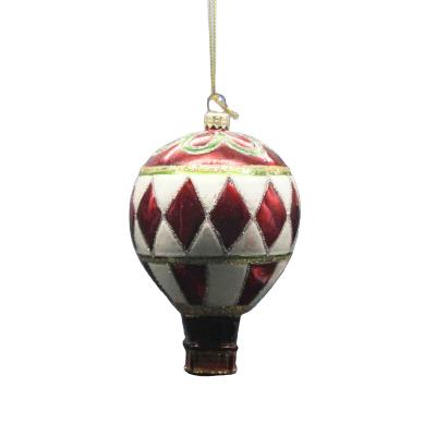 China Europe Custom Glass Hanging Decorations Small Hot Air Balloon Shape Designs Handmade Christmas Tree Ornament for sale