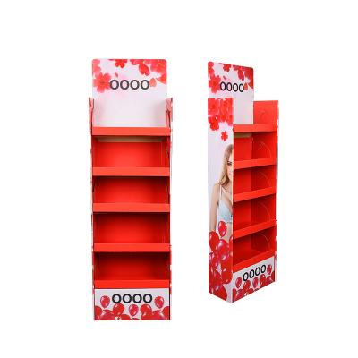 China Single Sided Custom POP Cardboard Display Stand Rack Cardboard Paper Floor Display Stand for sale