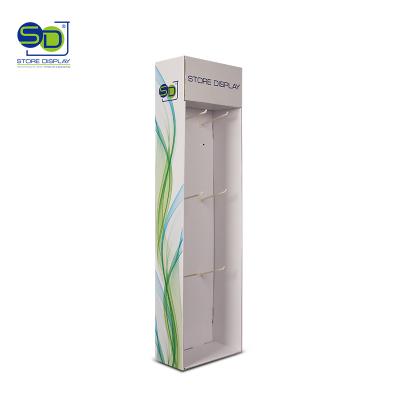 China Corrugated Cardboard Pop Cardboard Sidekick Display With Plastic Hooks, Hanging Display Rack For Walmart Supermarket Ready To Ship for sale