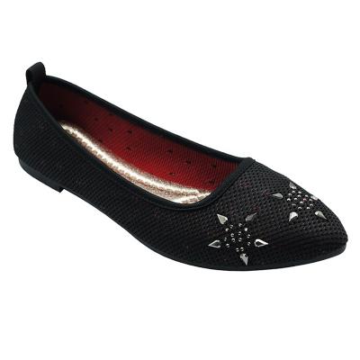 China Custom Made Adult Women Toe Ballet Flats Headed Studded Factory Black Anti-Slippery for sale