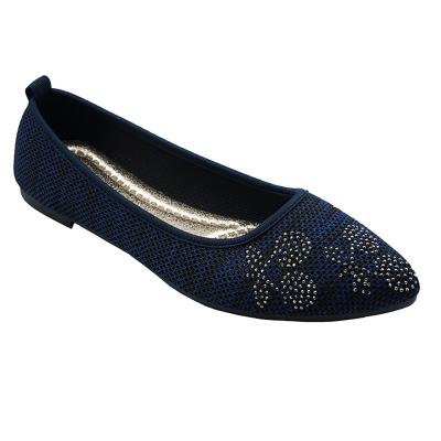 China Women's Diamond Rhinestone Navy Elegent Flats Studded Casual Anti-slippery Shoes For Wedding for sale