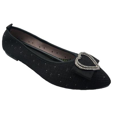 China Top Women Anti-slippery Breathable Knitted Black Ladies Fashion Loafer Flat Shoes for sale