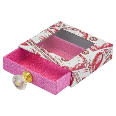 China Recyclable Custom Square Slide Red Pink Lash Eyelash Box for sale