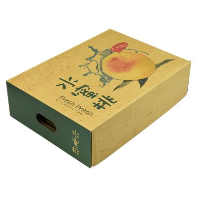 China Handmade Custom Disposable Cardboard Package Boxes Peach Kraft Corrugated Fruit Cardboard Packaging Box for Fruits and Vegetables for sale