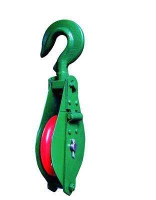 China Building Material Shops Single Or Double Wheel Hand Pulley Block With Hook Hand Pulley High Quality for sale