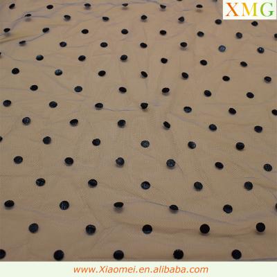 China New Dress Fashion Printed Black Dot Bronzing Fancy Blue Tulle Fabric For Dress for sale