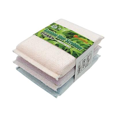 China Sustainable high quality natural bamboo fiber kitchen sponge super absorbent cleaning scrubber for dish for sale