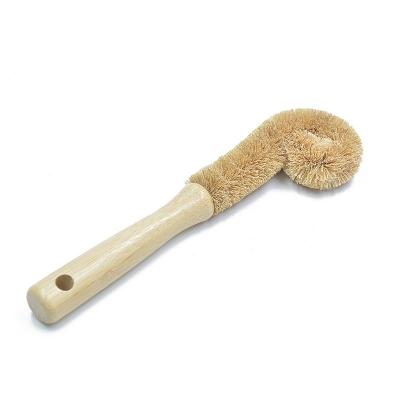 China Long Viable Bamboo Brush Coconut Palm Handle Bottle Brush Kitchen Cup Cleaning Brush for sale