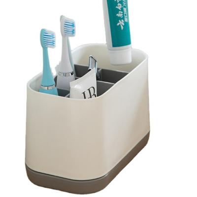 China Sustainable Plastic Tooth Brushing Water Family Teeth Cup Toothpaste Wash Cleaner Dispenser With Toothbrush Holder Storage for sale