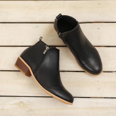 China 2019 Factory price Anti-odor women winer black ankle boots bucket booties leather shoes for sale