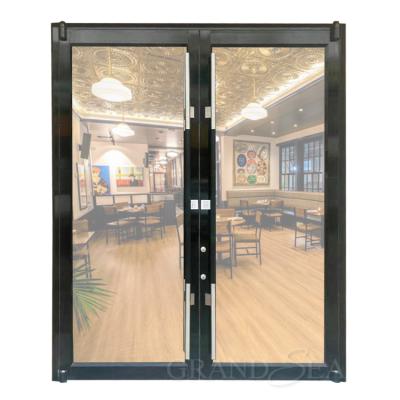 China Contemporary Pre Hinged Front Head Casement Sliding Hinged Double Tempered Glass Aluminum Door for sale