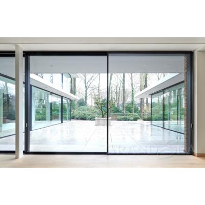 China Modern Design Double Modern Triple Glassed Huge Sliding Doors Ultra Slim Frameless Door for sale