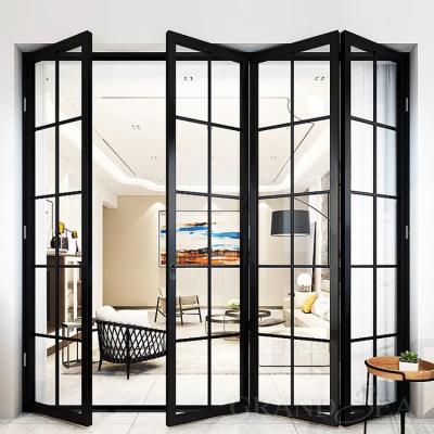 China Waterproof Vertical Aluminum Bifold Folding Door Philippines Patio Folding Door Manufacturer for sale