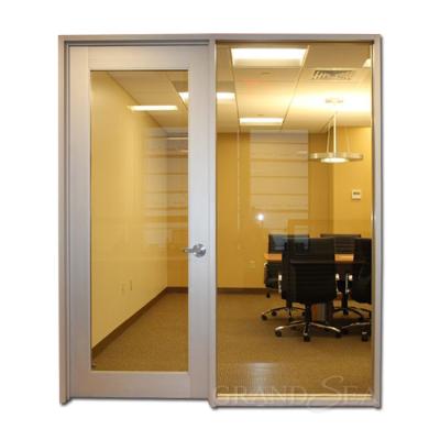 China Modern Aluminum Alloy Modern Internal Single Swing Aluminum Office Double Swing Aluminum Glass Doors With Windows for sale